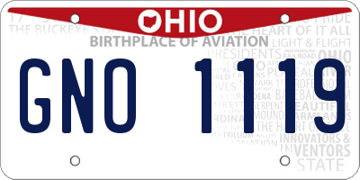 OH license plate GNO1119