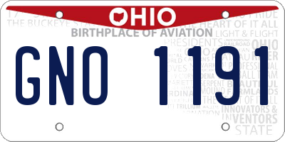 OH license plate GNO1191