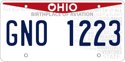 OH license plate GNO1223