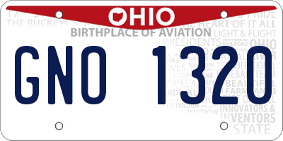 OH license plate GNO1320