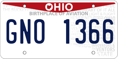 OH license plate GNO1366