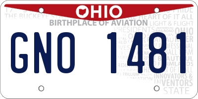 OH license plate GNO1481