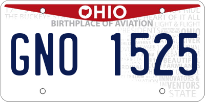 OH license plate GNO1525