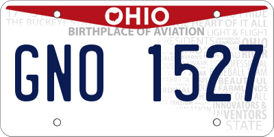OH license plate GNO1527
