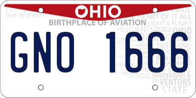 OH license plate GNO1666