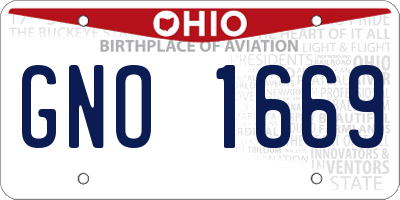 OH license plate GNO1669