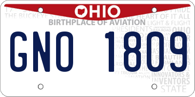 OH license plate GNO1809