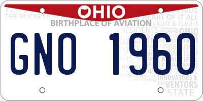 OH license plate GNO1960