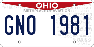OH license plate GNO1981