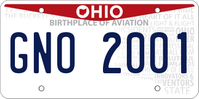 OH license plate GNO2001