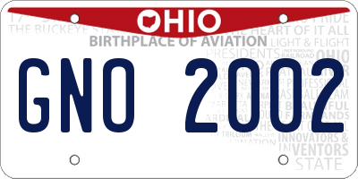 OH license plate GNO2002