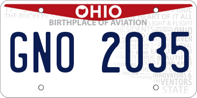 OH license plate GNO2035
