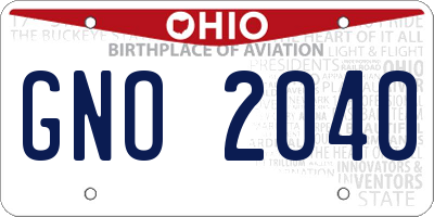 OH license plate GNO2040