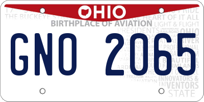 OH license plate GNO2065