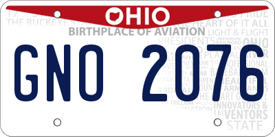 OH license plate GNO2076