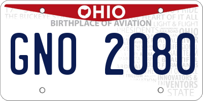 OH license plate GNO2080