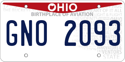 OH license plate GNO2093