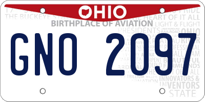 OH license plate GNO2097
