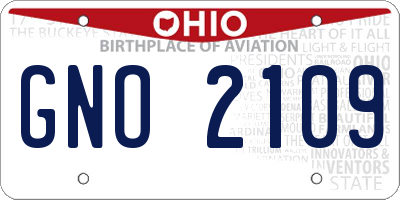OH license plate GNO2109