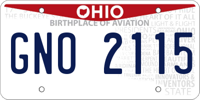 OH license plate GNO2115