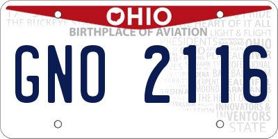 OH license plate GNO2116