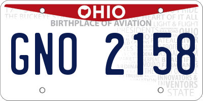 OH license plate GNO2158
