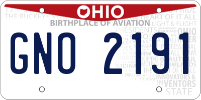 OH license plate GNO2191