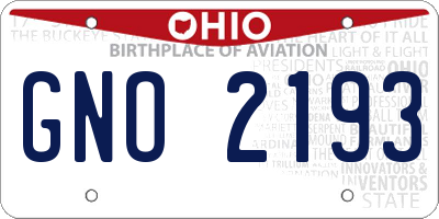 OH license plate GNO2193