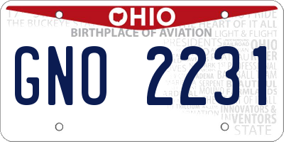 OH license plate GNO2231
