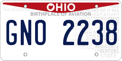 OH license plate GNO2238