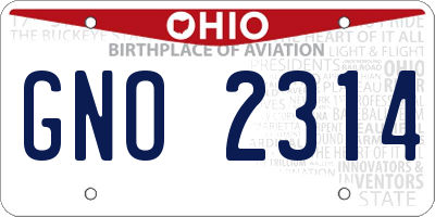 OH license plate GNO2314