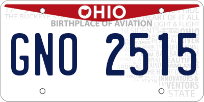OH license plate GNO2515