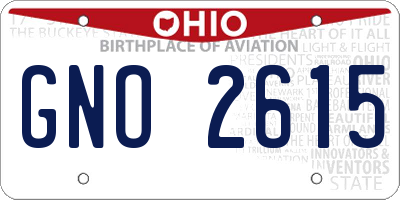 OH license plate GNO2615
