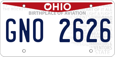 OH license plate GNO2626
