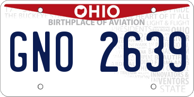 OH license plate GNO2639