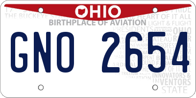 OH license plate GNO2654