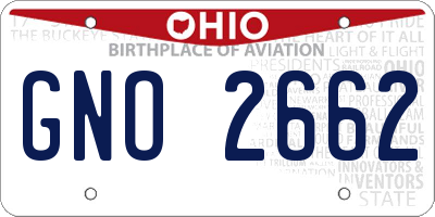 OH license plate GNO2662