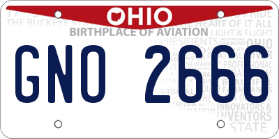 OH license plate GNO2666
