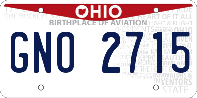OH license plate GNO2715