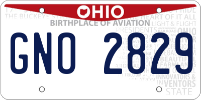 OH license plate GNO2829