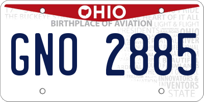 OH license plate GNO2885