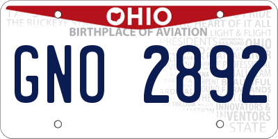 OH license plate GNO2892