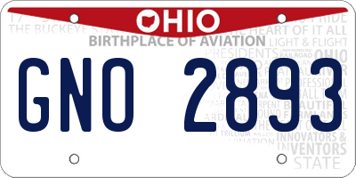 OH license plate GNO2893
