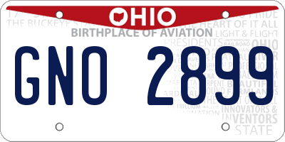 OH license plate GNO2899