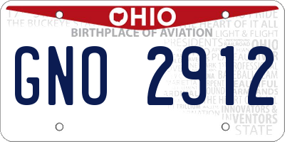 OH license plate GNO2912