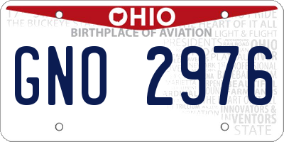 OH license plate GNO2976