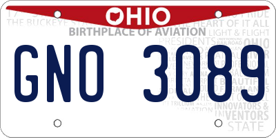 OH license plate GNO3089