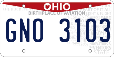 OH license plate GNO3103