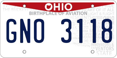 OH license plate GNO3118
