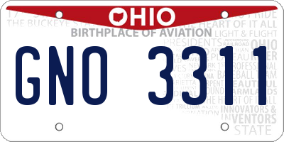 OH license plate GNO3311